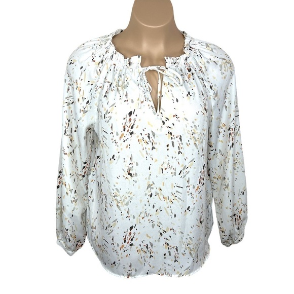 A New Day White Peasant Blouse Oversized Boho Cottage Long Sleeve Large - Picture 1 of 8